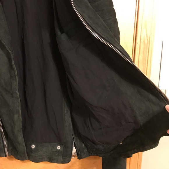 Allsaints oversized suede leather moto jacket with zippers - Picture 9 of 14